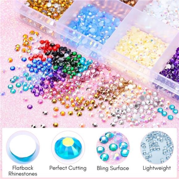 Nail Rhinestone Glue Kit: 15ml Strong Gems Adhesive Gel with 3360pcs - Picture 2 of 16